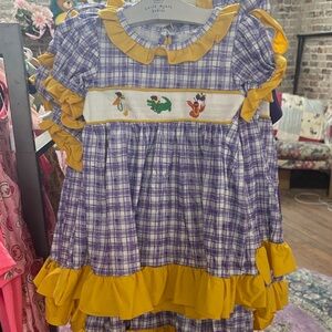 Plaid Purple and Yellow Kids Casual Dress